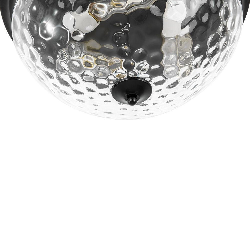 3-light Clear Water Glass Flush Mount Ceiling Light