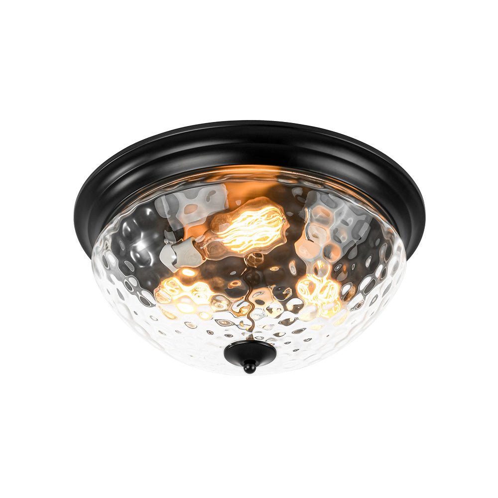 3-light Clear Water Glass Flush Mount Ceiling Light