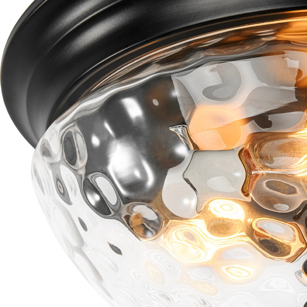 3-light Clear Water Glass Flush Mount Ceiling Light