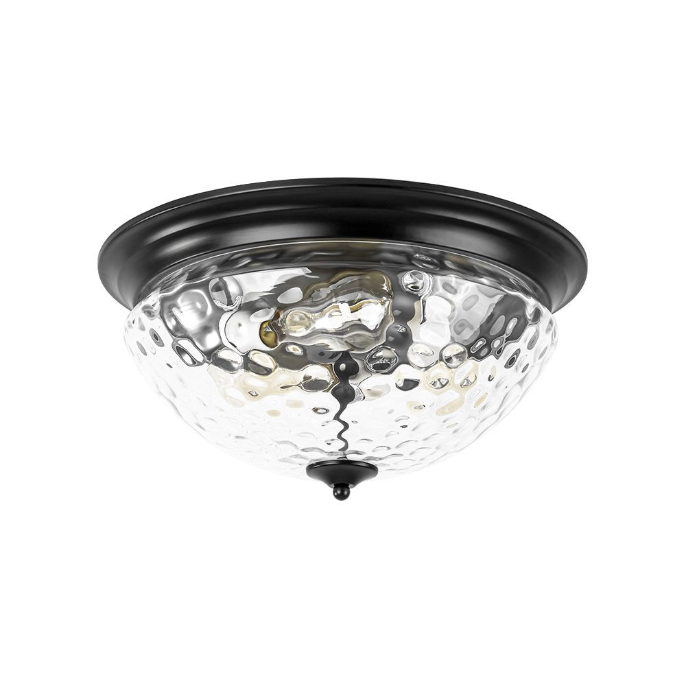 3-light Clear Water Glass Flush Mount Ceiling Light
