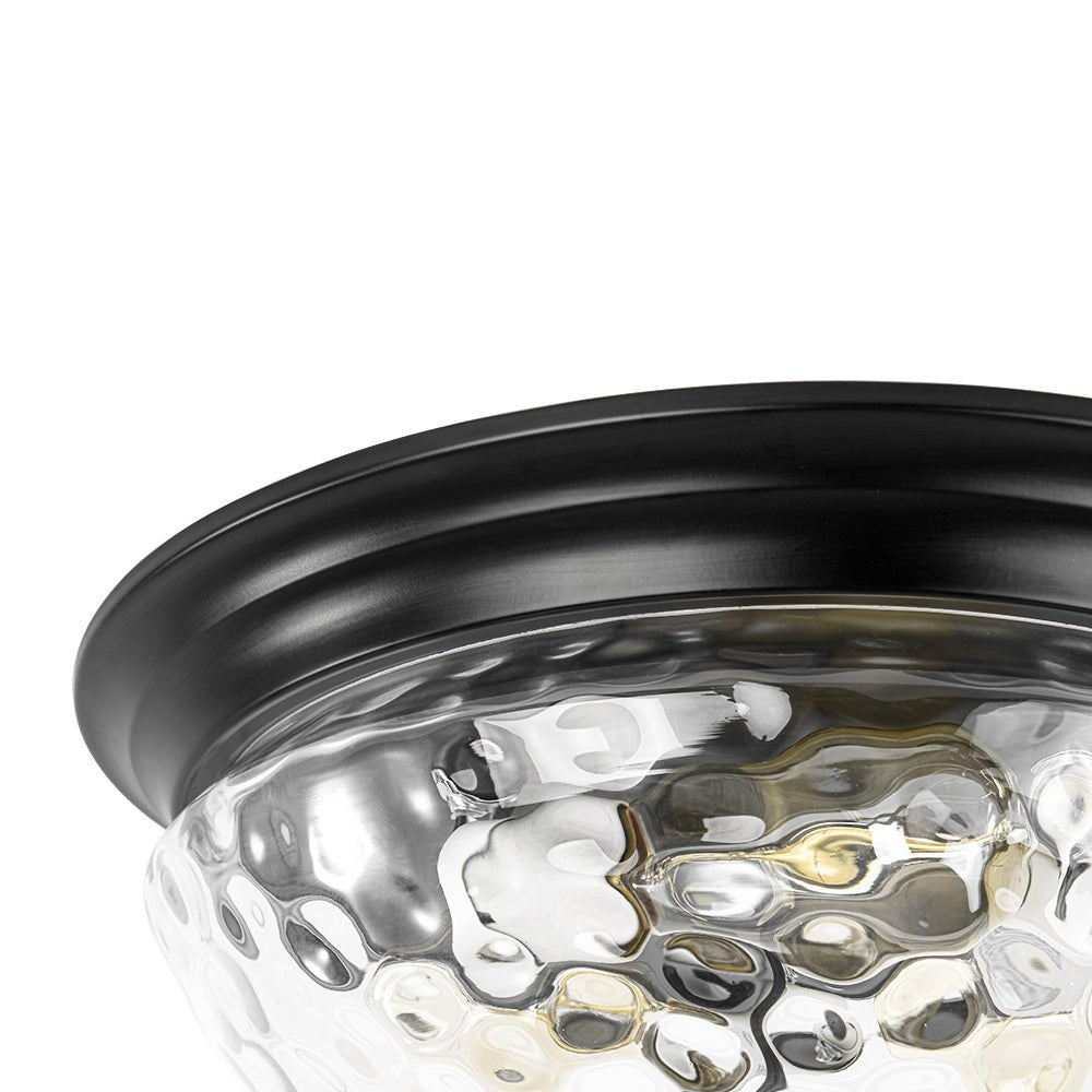 3-light Clear Water Glass Flush Mount Ceiling Light
