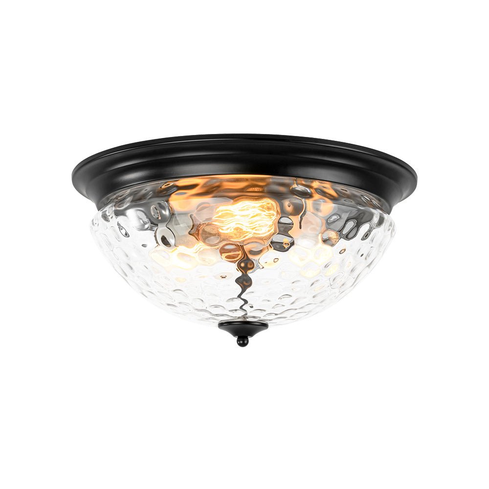 3-light Clear Water Glass Flush Mount Ceiling Light