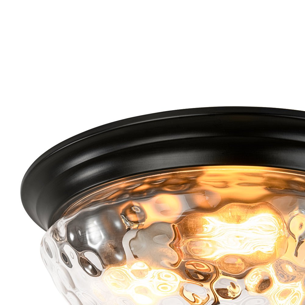3-light Clear Water Glass Flush Mount Ceiling Light