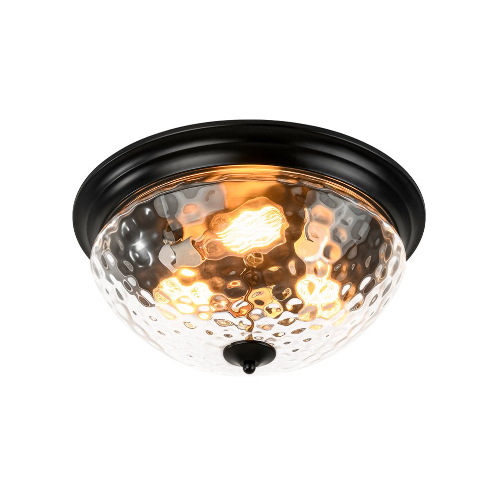 3-light Clear Water Glass Flush Mount Ceiling Light