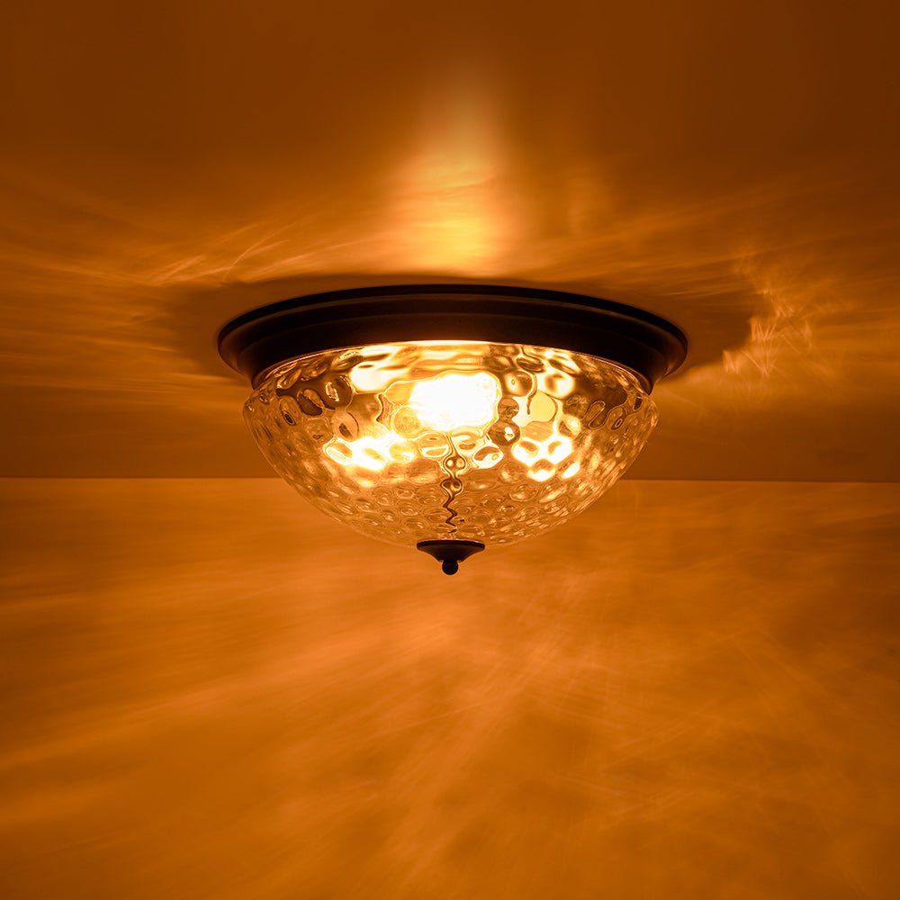 3-light Clear Water Glass Flush Mount Ceiling Light