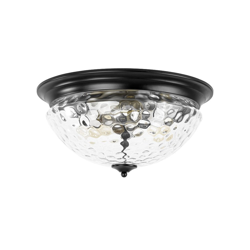 3-light Clear Water Glass Flush Mount Ceiling Light