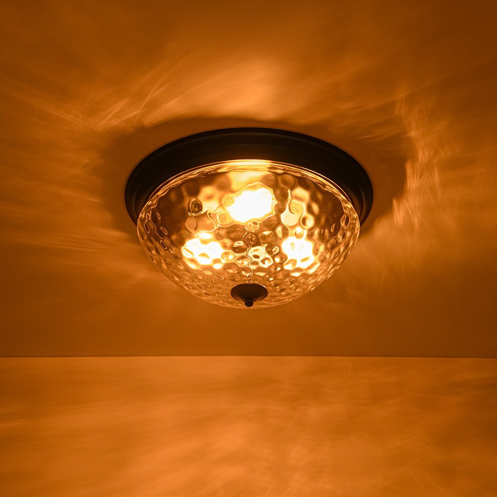 3-light Clear Water Glass Flush Mount Ceiling Light