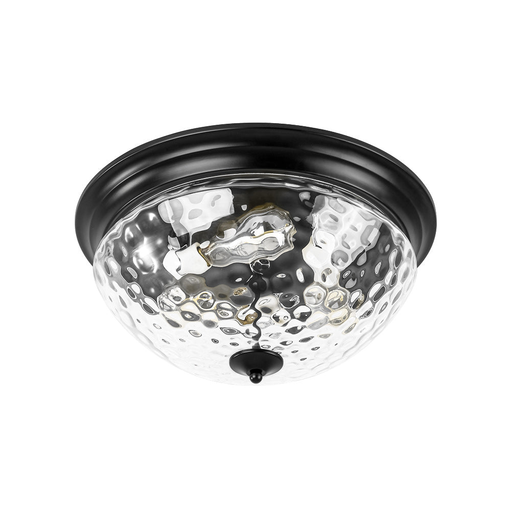 3-light Clear Water Glass Flush Mount Ceiling Light