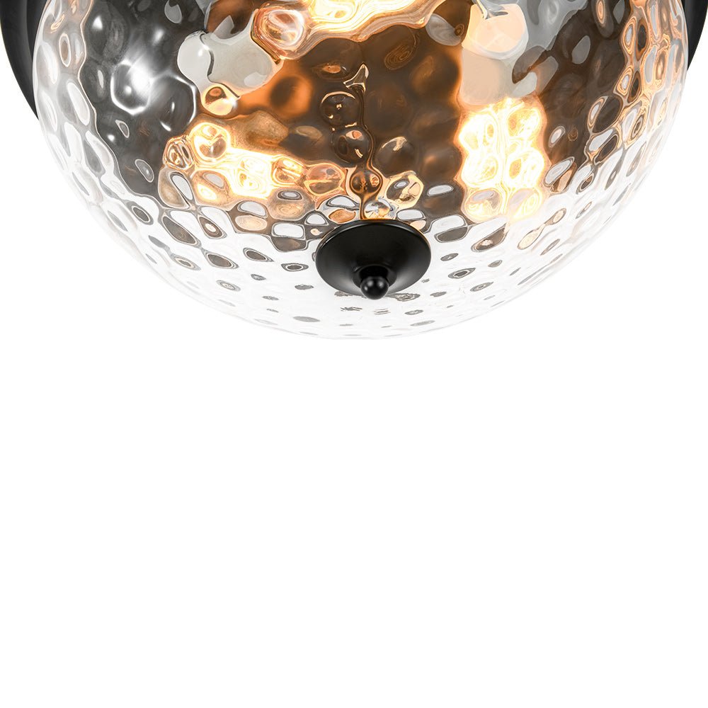 3-light Clear Water Glass Flush Mount Ceiling Light