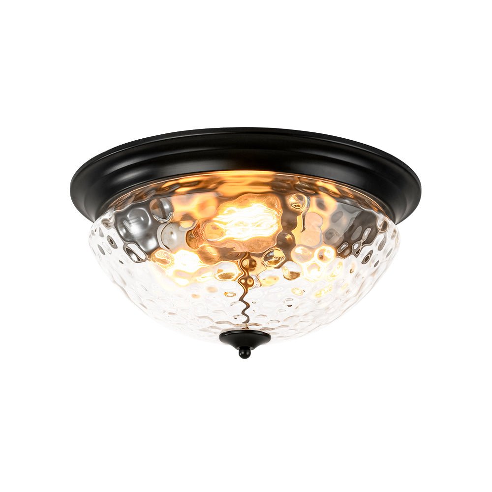 3-light Clear Water Glass Flush Mount Ceiling Light