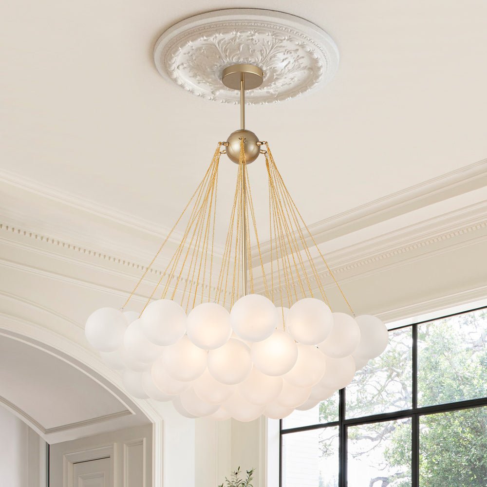 3-Light Cluster Frosted Glass Bubble Chandelier