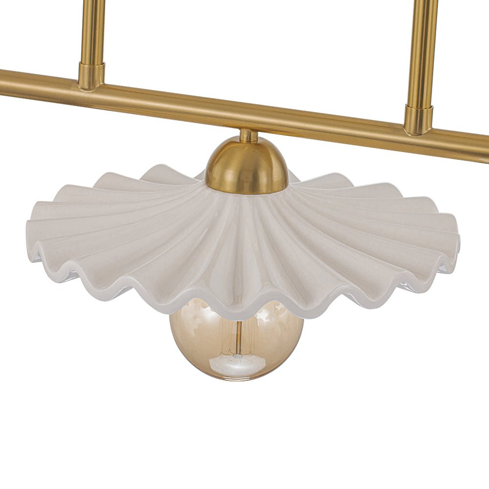 (OpenBox) 3-Light Creamy Ceramic Shade Island Linear Pendant