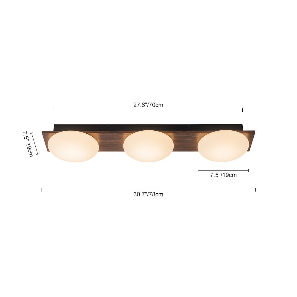 3-Light Dimmable LED Rustic Linear Flush Mount Light