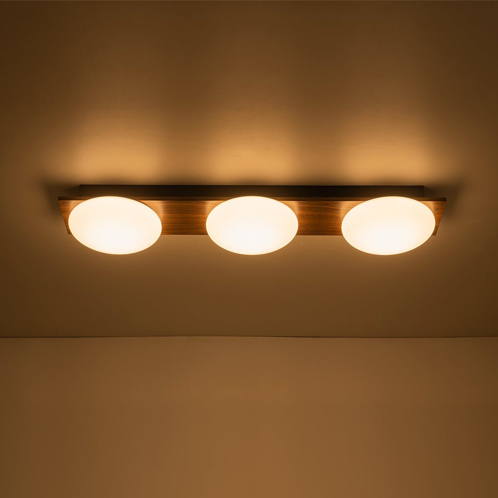 3-Light Dimmable LED Rustic Linear Flush Mount Light