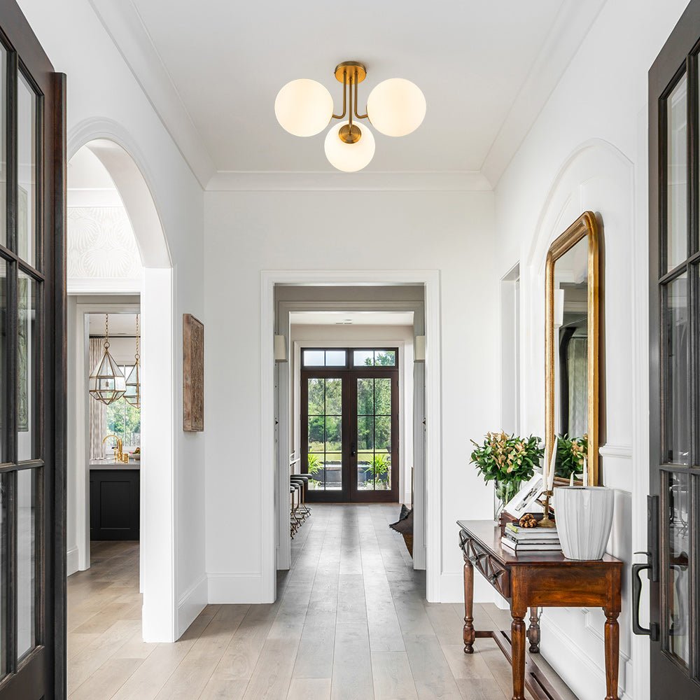 3-Light Frosted Glass Globe Ceiling Light