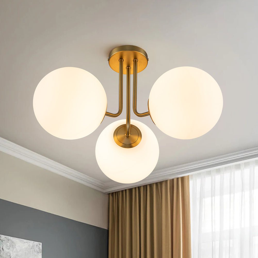 3-Light Frosted Glass Globe Ceiling Light