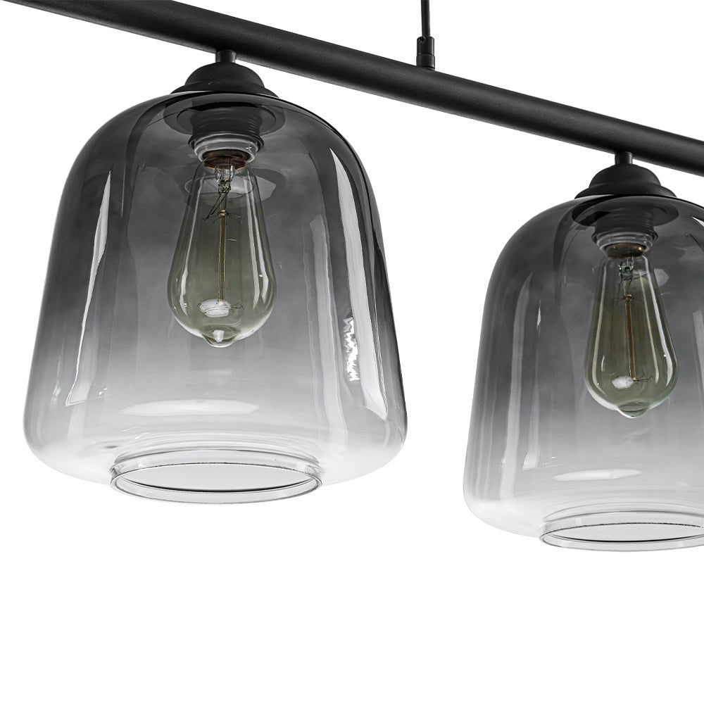 3-Light Gradual Smoked Glass Shade Linear Island Pendant