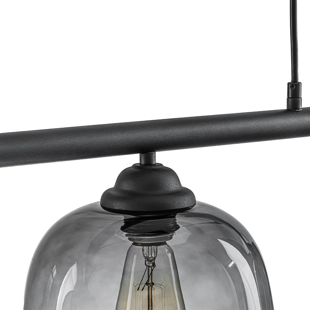 3-Light Gradual Smoked Glass Shade Linear Island Pendant