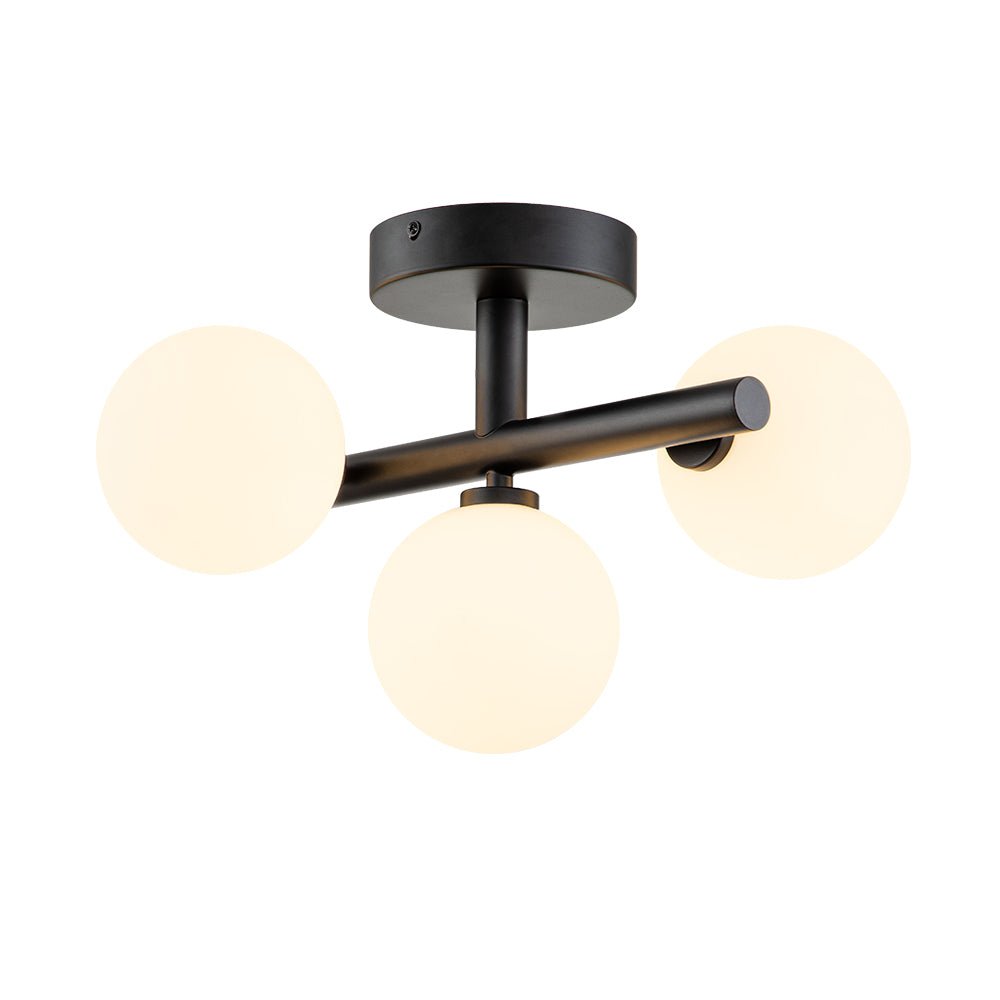 3-light Opal Glass Bubble Semi Flush Mount