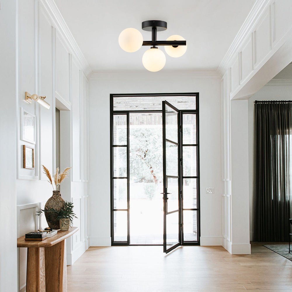 3-light Opal Glass Bubble Semi Flush Mount
