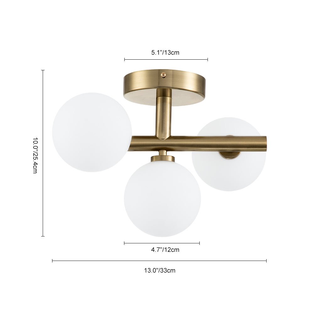 3-light Opal Glass Bubble Semi Flush Mount