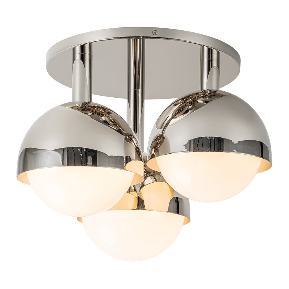 3-Light Opal Glass Globe Semi Flush Mount Light