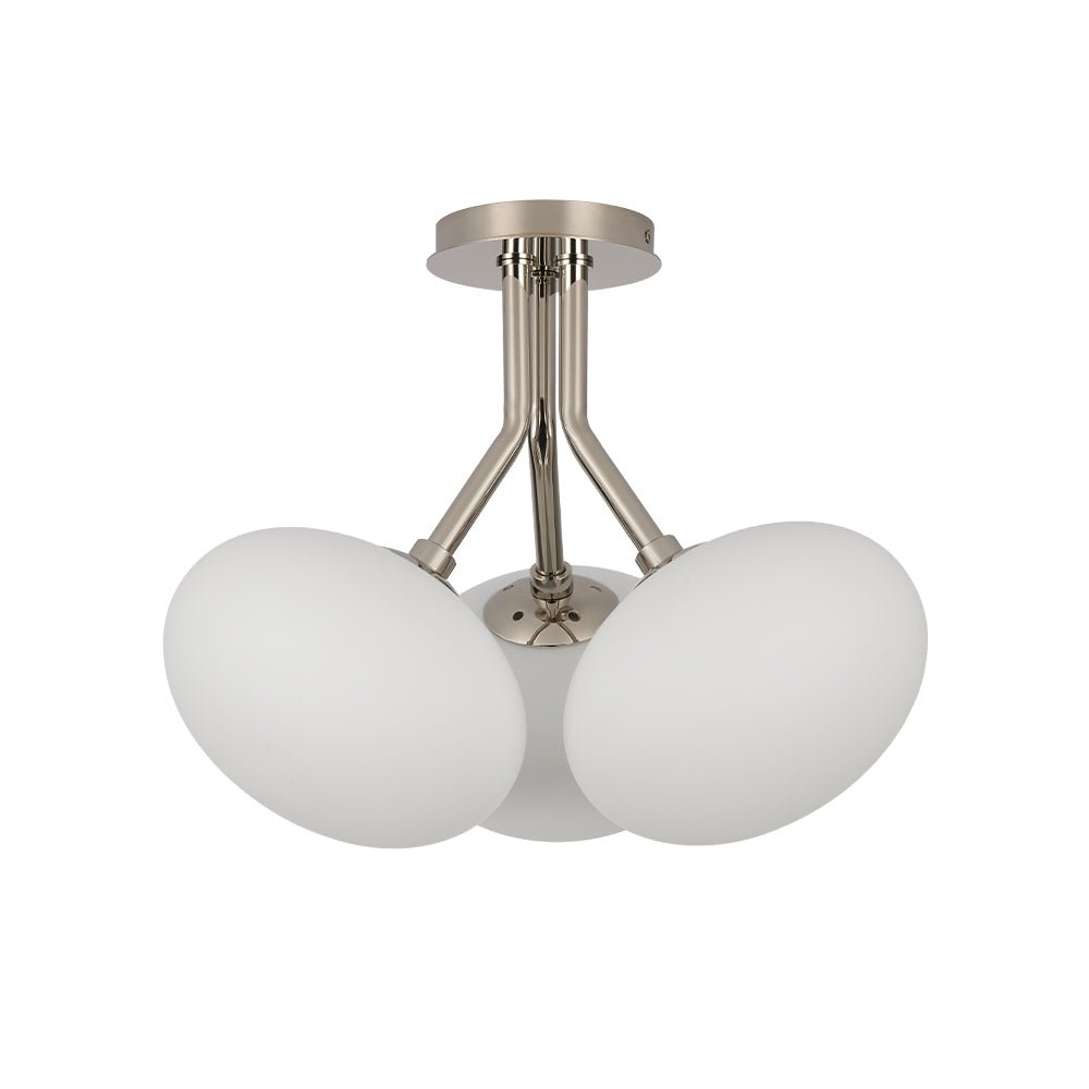 3-Light Opal Glass Sphere Semi Flush Mount Light