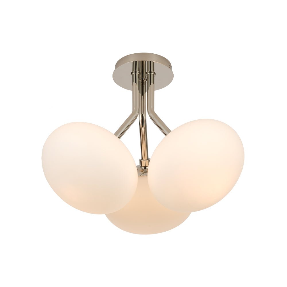 3-Light Opal Glass Sphere Semi Flush Mount Light