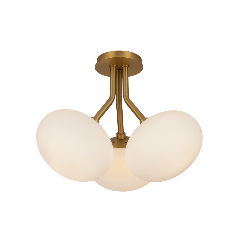 3-Light Opal Glass Sphere Semi Flush Mount Light