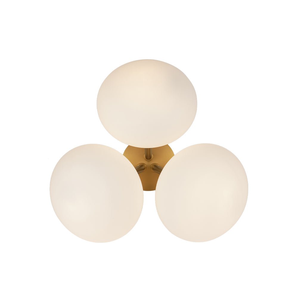3-Light Opal Glass Sphere Semi Flush Mount Light