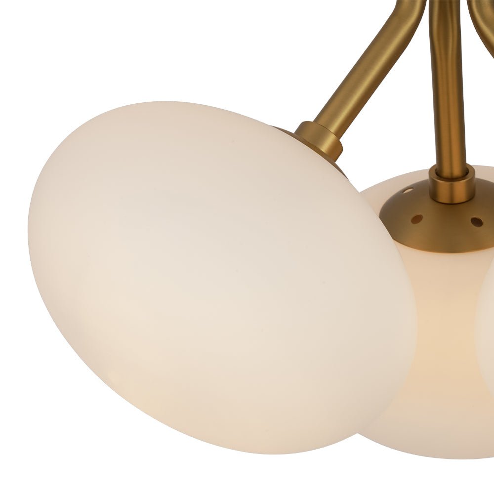 3-Light Opal Glass Sphere Semi Flush Mount Light