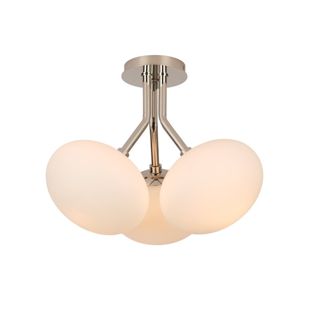 3-Light Opal Glass Sphere Semi Flush Mount Light