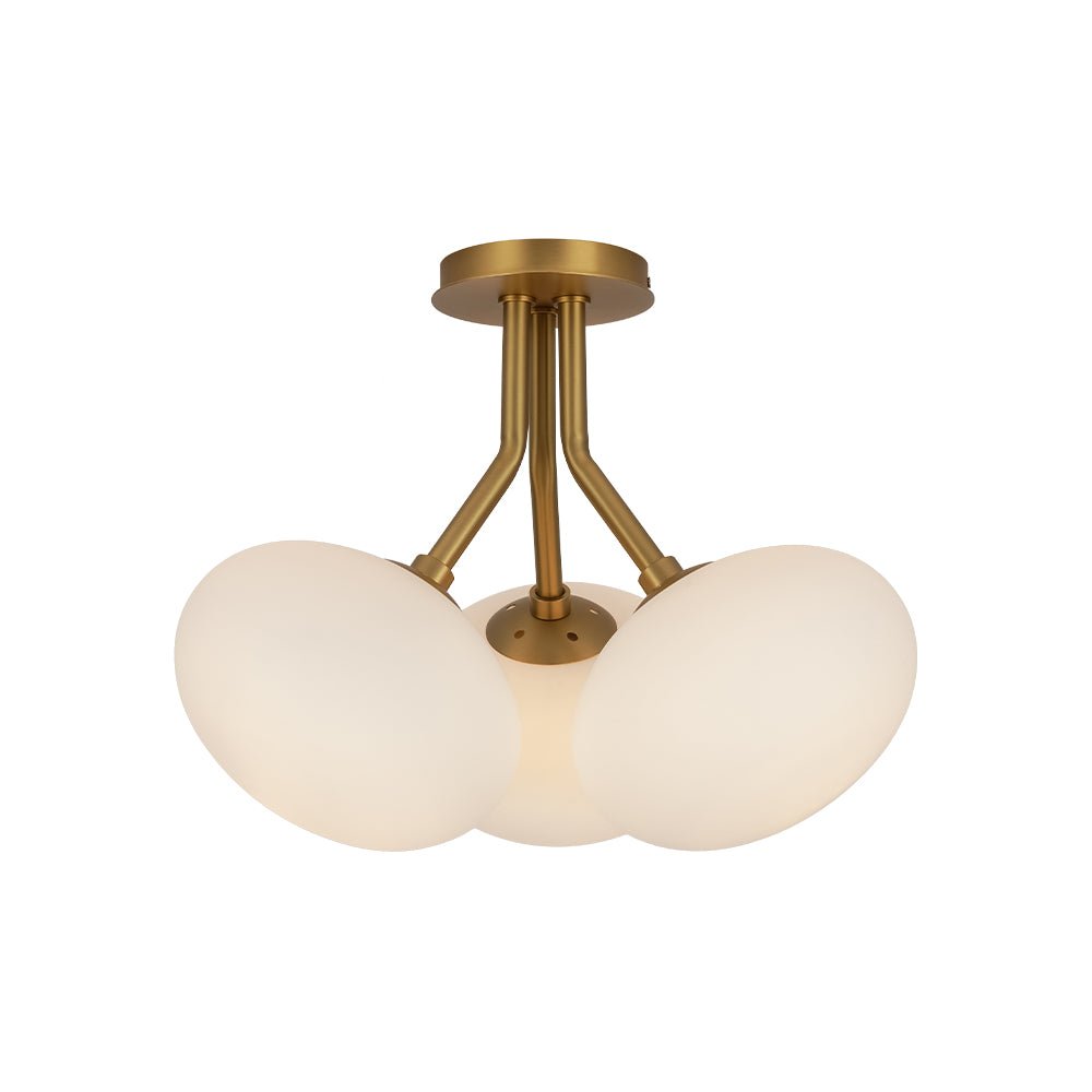 3-Light Opal Glass Sphere Semi Flush Mount Light