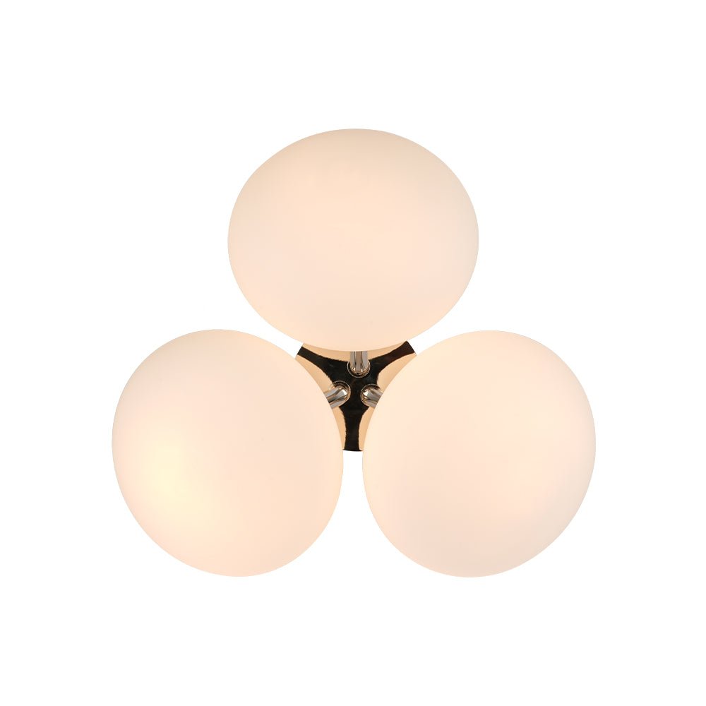 3-Light Opal Glass Sphere Semi Flush Mount Light