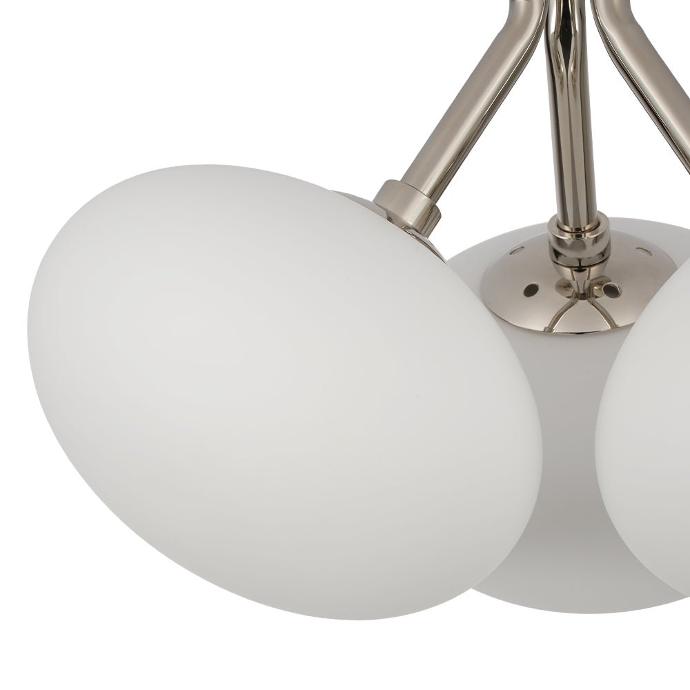 3-Light Opal Glass Sphere Semi Flush Mount Light