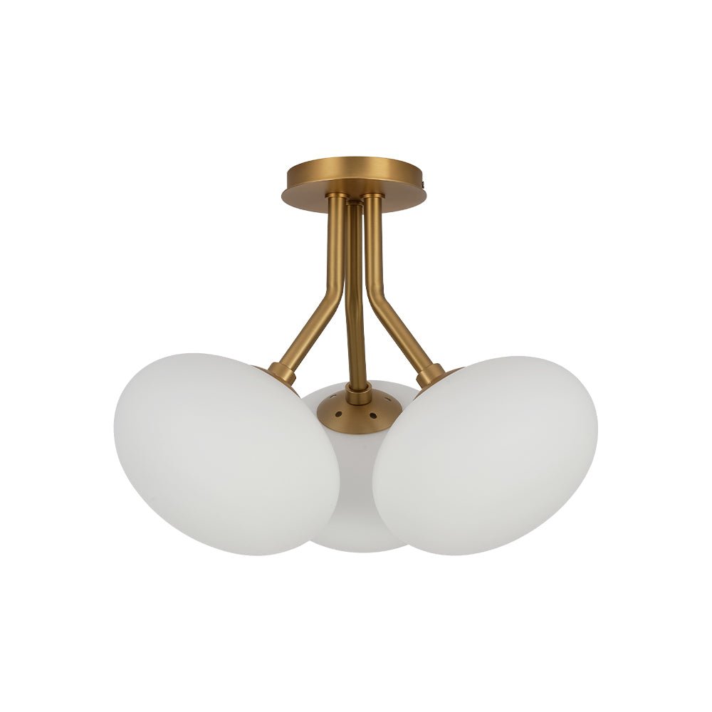 3-Light Opal Glass Sphere Semi Flush Mount Light