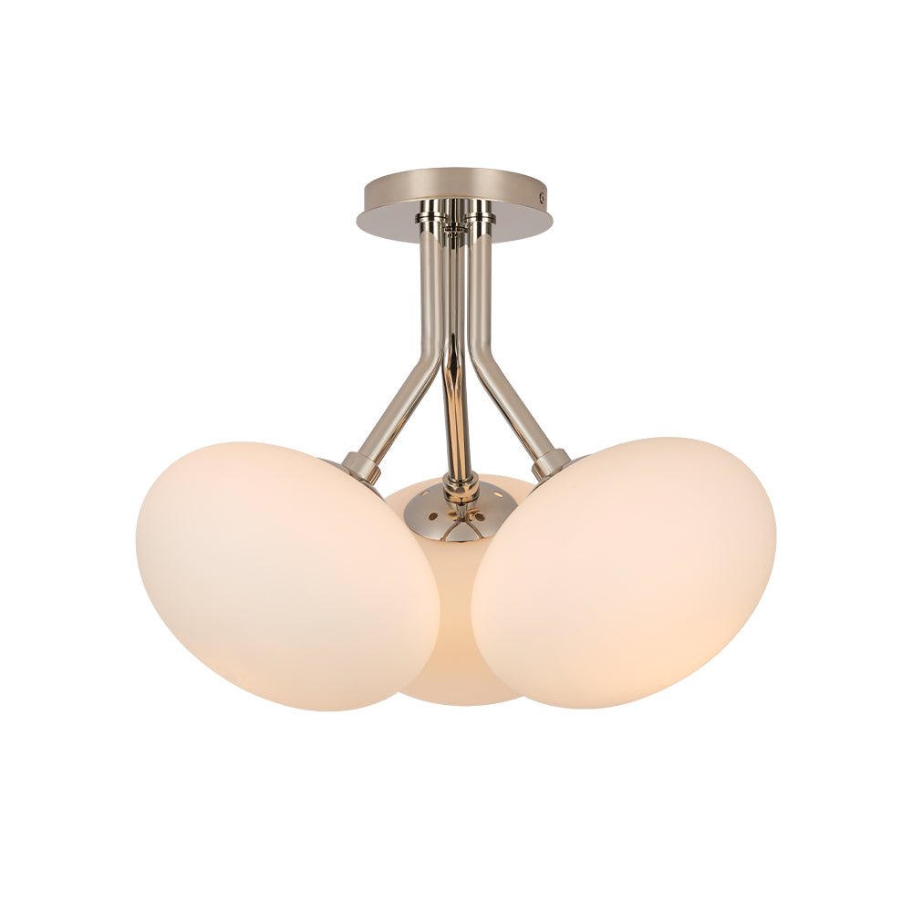 3-Light Opal Glass Sphere Semi Flush Mount Light