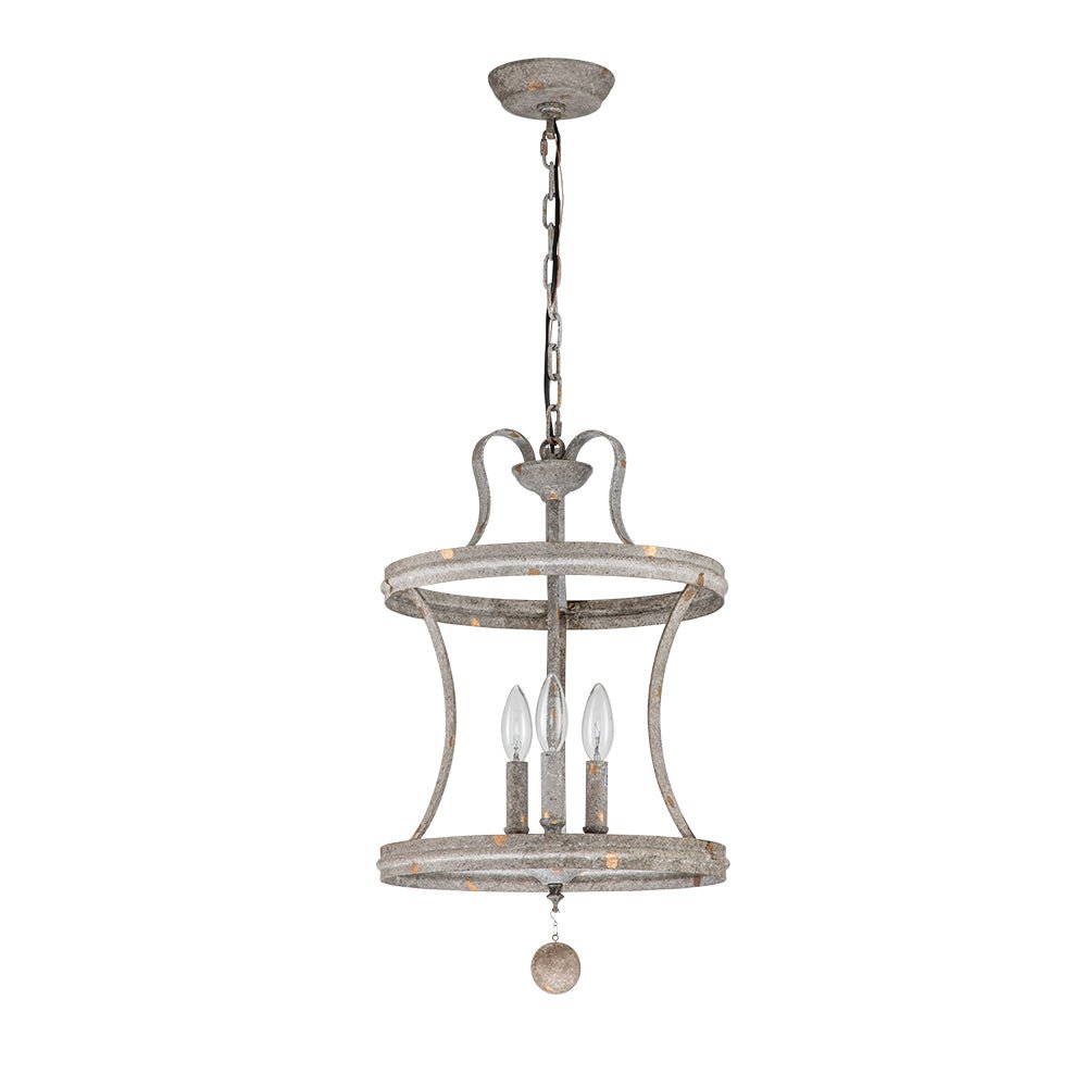 3-Light Shabby Chic Rusty Lantern Pendant Light