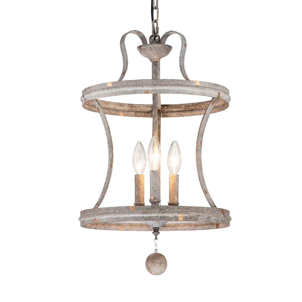 3-Light Shabby Chic Rusty Lantern Pendant Light