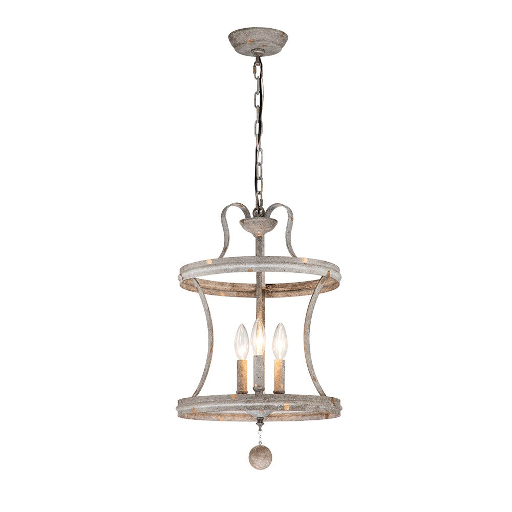 3-Light Shabby Chic Rusty Lantern Pendant Light