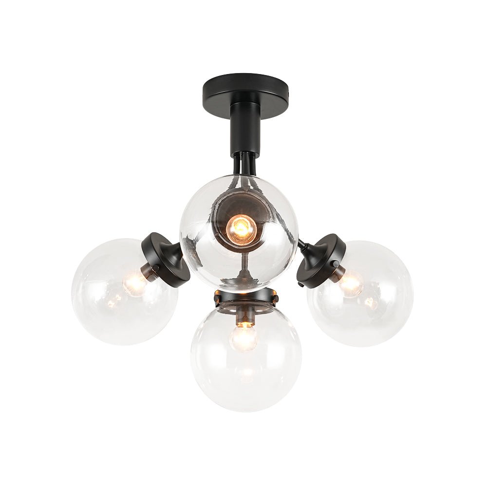 4-Light Bloom Clear Glass Globe Semi Flush Mount