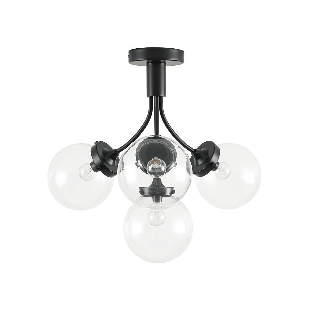 4-Light Bloom Clear Glass Globe Semi Flush Mount