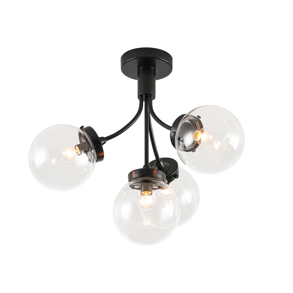 4-Light Bloom Clear Glass Globe Semi Flush Mount