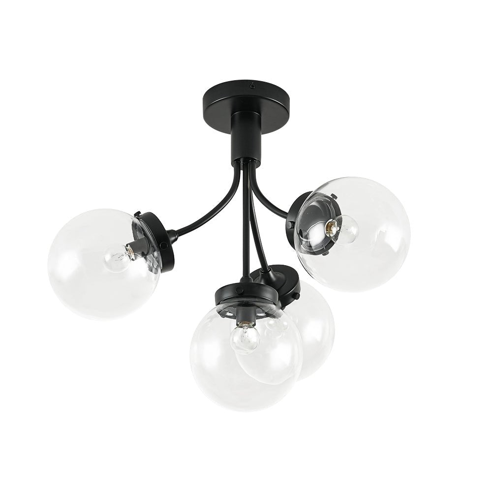4-Light Bloom Clear Glass Globe Semi Flush Mount
