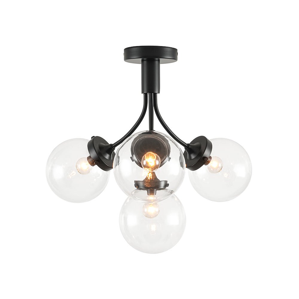 4-Light Bloom Clear Glass Globe Semi Flush Mount
