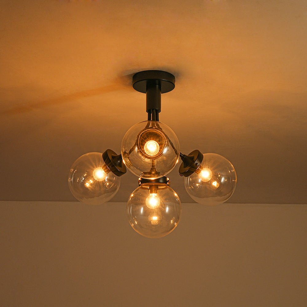 4-Light Bloom Clear Glass Globe Semi Flush Mount