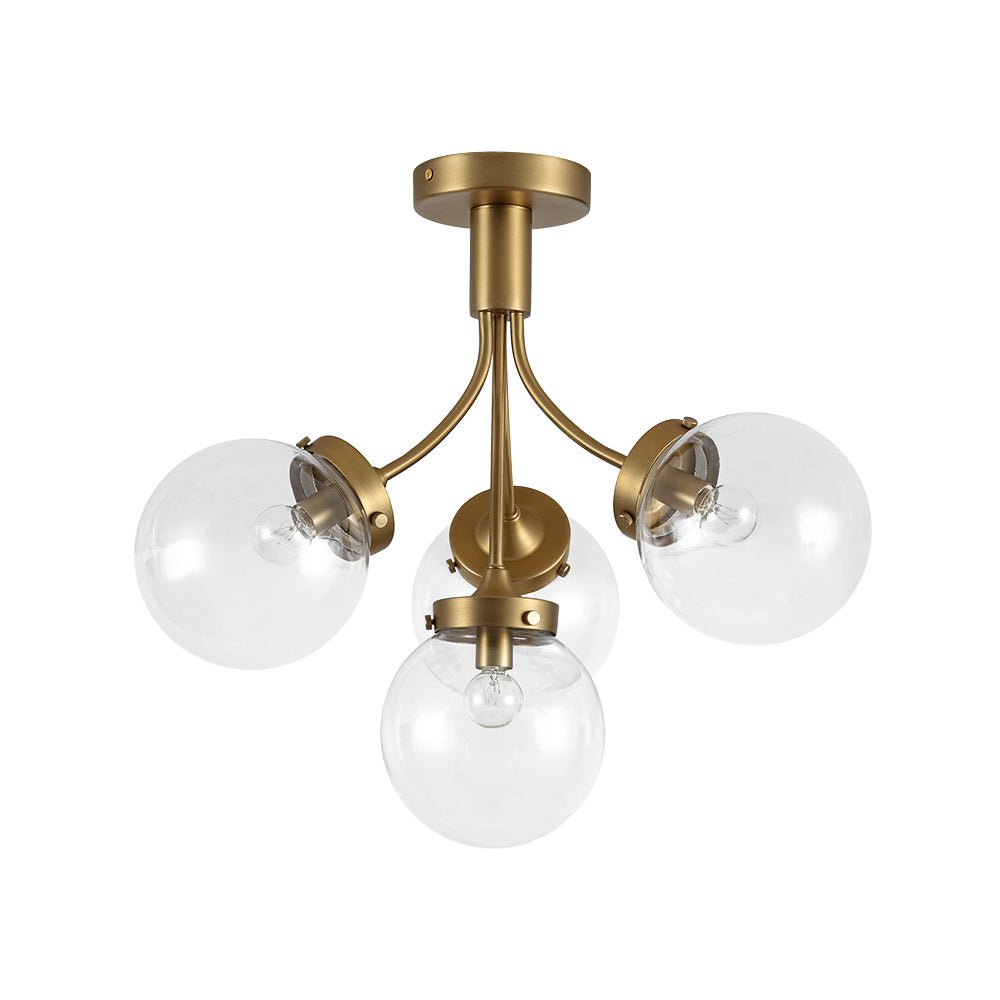 4-Light Bloom Clear Glass Globe Semi Flush Mount
