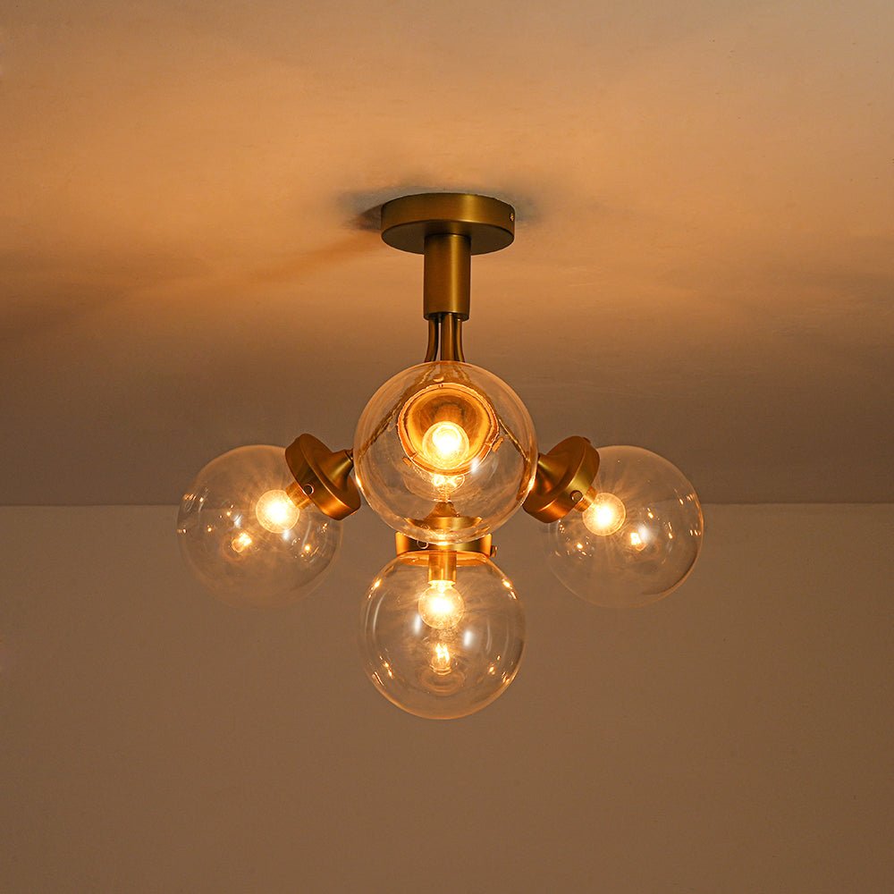 4-Light Bloom Clear Glass Globe Semi Flush Mount