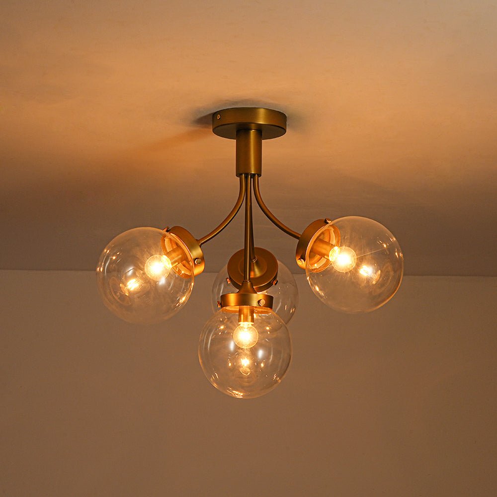 4-Light Bloom Clear Glass Globe Semi Flush Mount