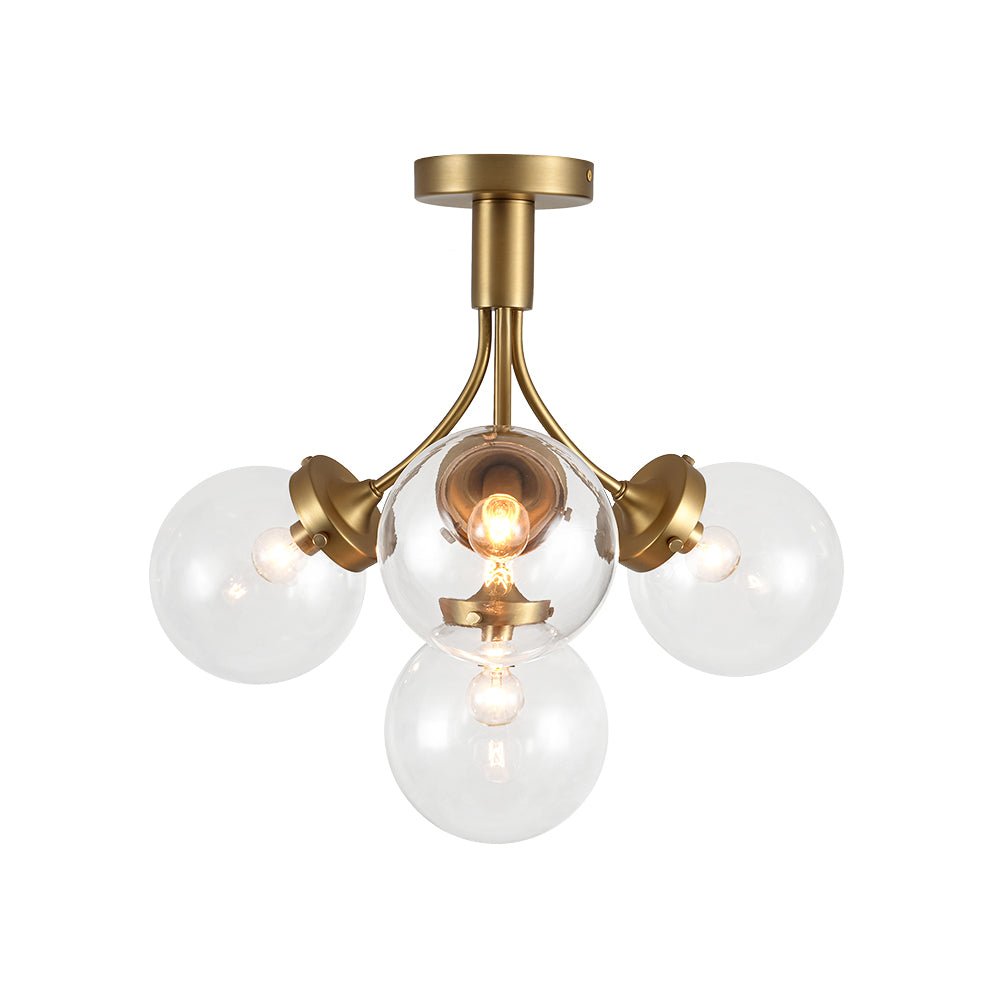 4-Light Bloom Clear Glass Globe Semi Flush Mount